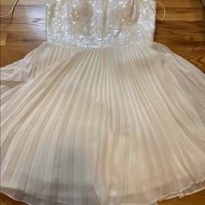 Aqua white dress with sequined bodice, size 6